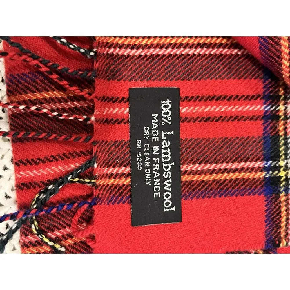French Collection 100% Lambswool Tartan scarf Plaid Red classic